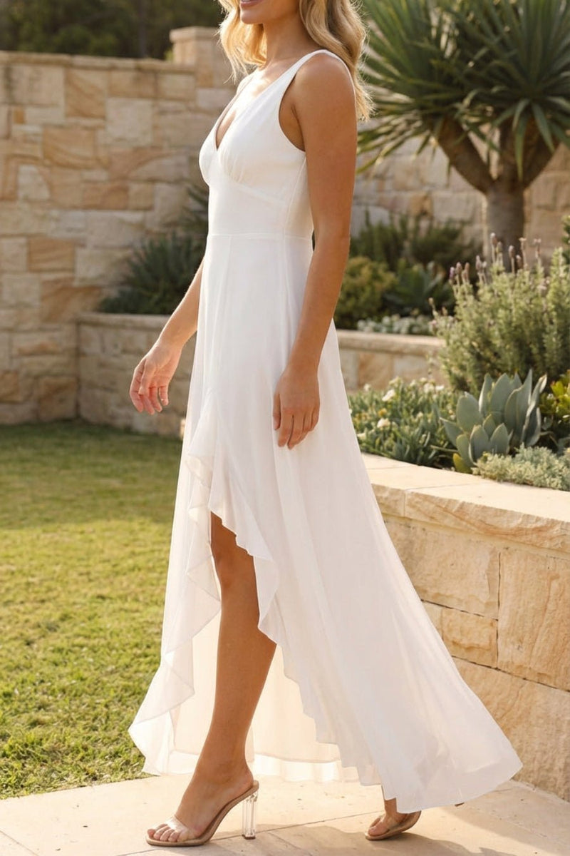 ZEYA - Brianna Sleeveless Ruffled Slit Maxi Dress