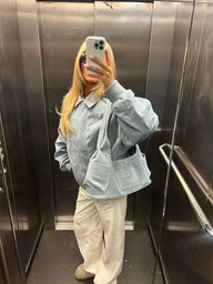 Giacca Bomber in Microfibra scamosciata Azzurro Baby Camille