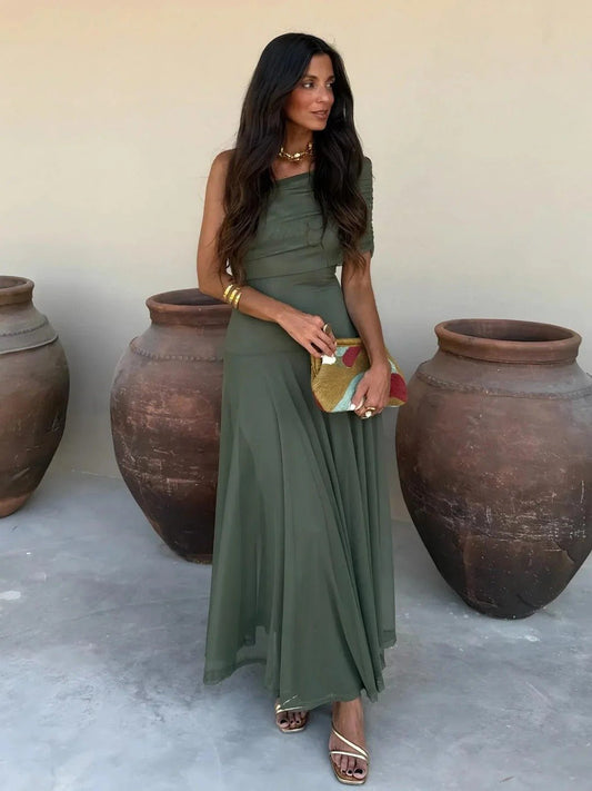 ZEYA - Cecile Off-Shoulder Ruched Maxi Dress