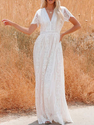 Abito maxi Celestine in pizzo bohémien