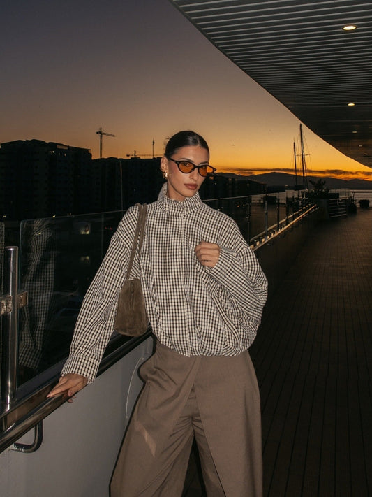 ZEYA - Christina Plaid Funnel Neck Jacket