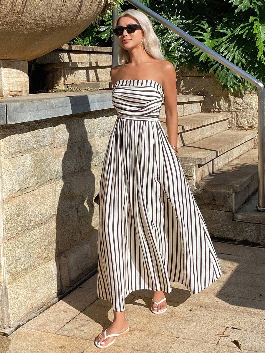 ZEYA - Clare Ruched Stripe Tube Dress