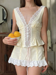 Clarisse Set Gonna Mini con Pizzo