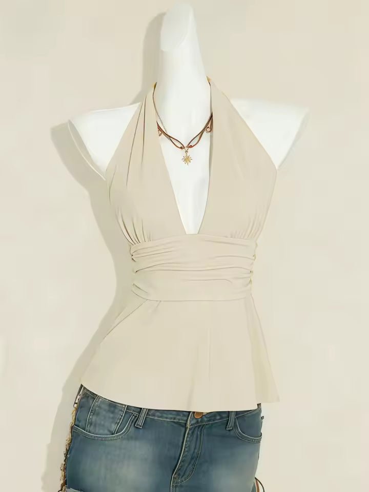 ZEYA - Clementine Polka Dot Halter Peplum Camisole