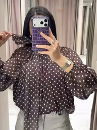 Blusa Cleo a Collo Alto con Pois
