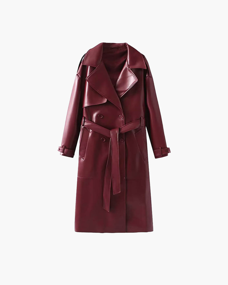 ZEYA - Connie Faux Leather Maxi Trench Coat