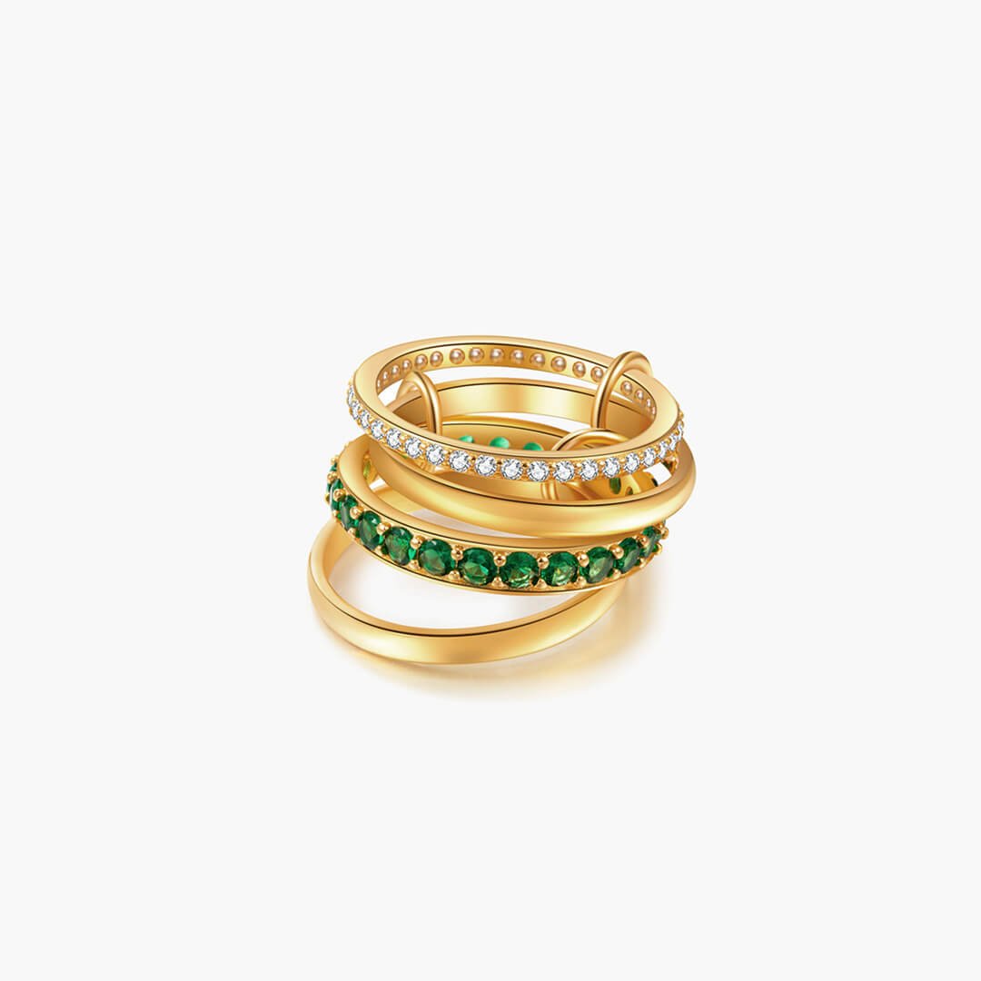 ZEYA - Dana Emerald Rhinestone Stacked Ring