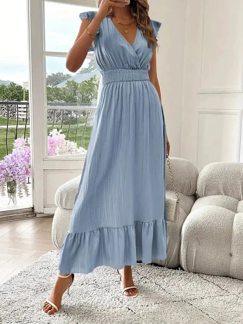ZEYA - Delfina V-Neck Ruffle Swing Dress