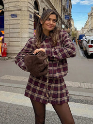 Completo bomber a quadri con skort Denise