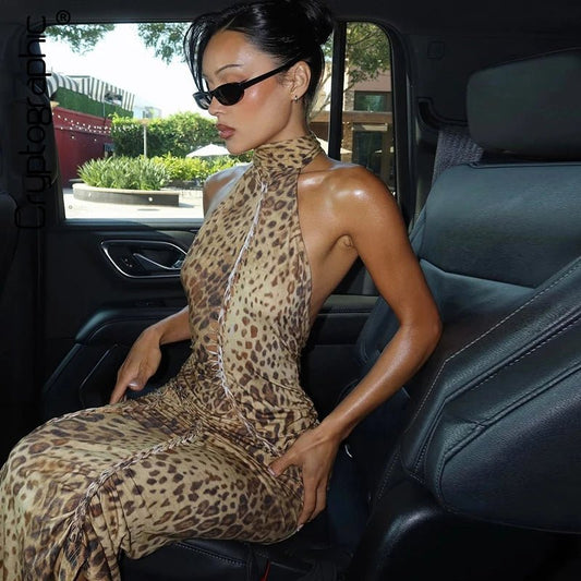 ZEYA - Denise Leopard Halter Maxi Dress
