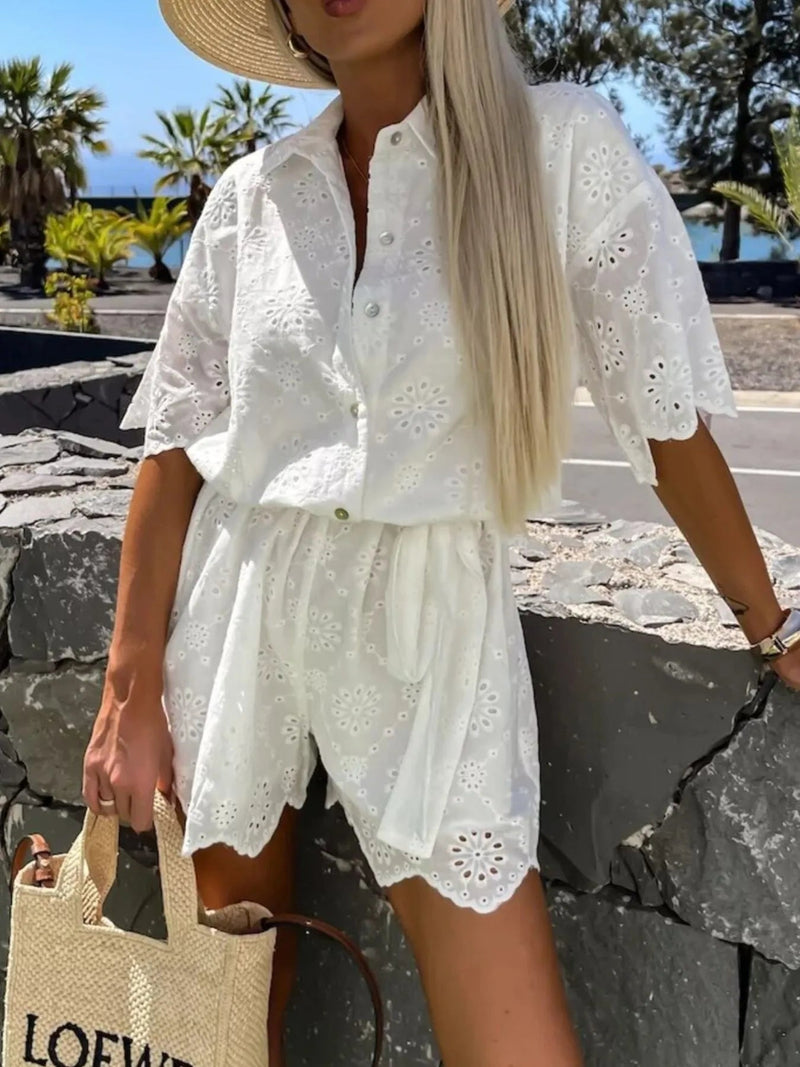 ZEYA - Diana Eyelet Scalloped Romper Set