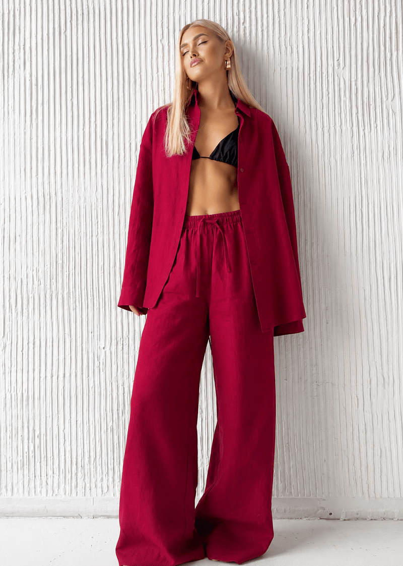 ZEYA - Elena Relaxed Cotton Shirt & Wide-Leg Pants Set