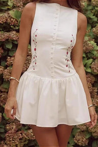 Minidress Eliana senza maniche ricamato