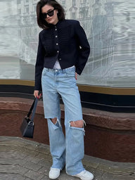 Ella Giacca Maglia Stile Militare Napoleon