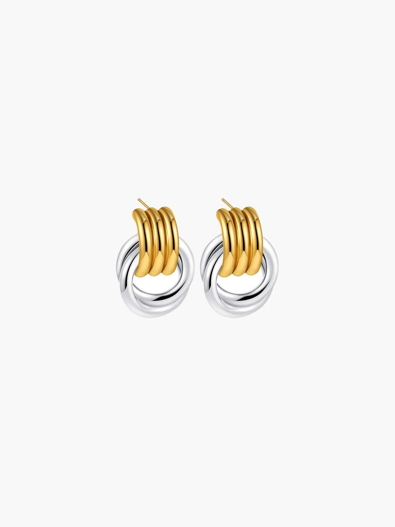 ZEYA - Emily Earrings - 18K Gold Plated Multilayer Circle Drop Earrings for Women