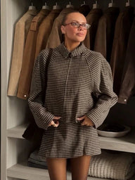 Erica Giacca coordinata a fantasia pied-de-poule con zip