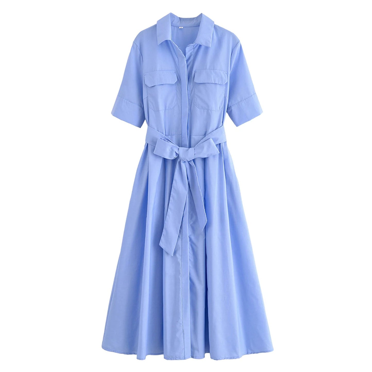 ZEYA - Evita Belted Shirt Midi Dress