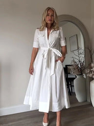 Abito camicia midi con cintura Evita