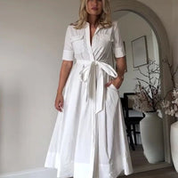 Abito camicia midi con cintura Evita