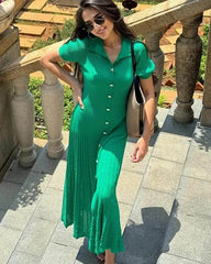 Abito lungo in maglia con colletto Faye