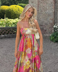 Fern abito maxi floreale senza spalline