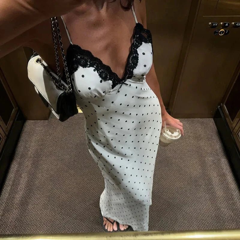 ZEYA - Fiora Lace Trim Polka Dot Dress