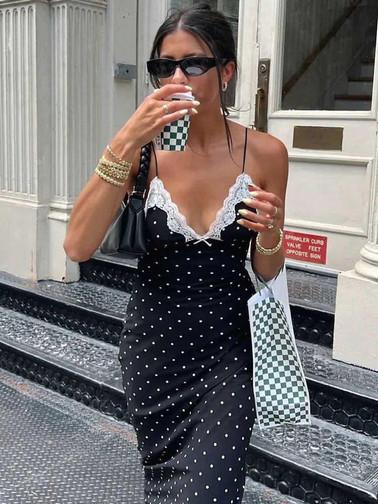 ZEYA - Fiora Lace Trim Polka Dot Dress