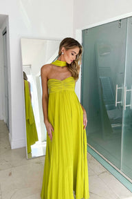 Abito lungo Gina drappeggiato con halter
