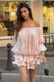 Vestito corto Gloria scollato con volant