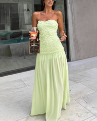 Abito lungo Goldie senza spalline in pizzo floreale