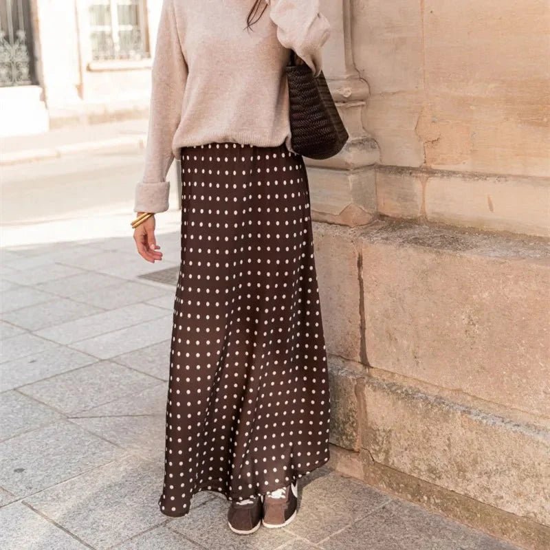 ZEYA - Halia Polka Dot Satin Maxi Skirt