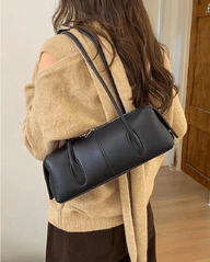 Borsa a spalla cilindrica in pelle Hannah