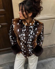 Giacca Harriet in ecopelliccia con collo alto