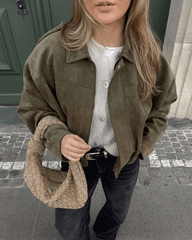 Giacca bomber Helen in finta pelle scamosciata