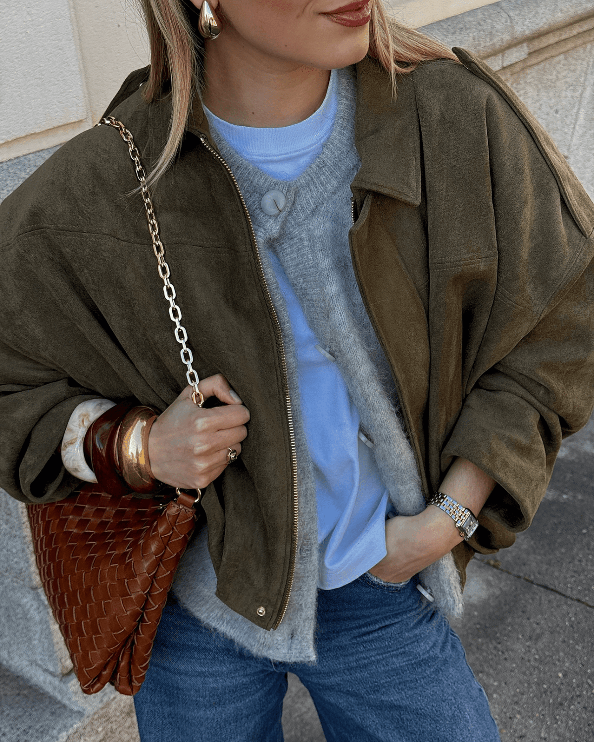 ZEYA - Helen Faux Suede Bomber Jacket