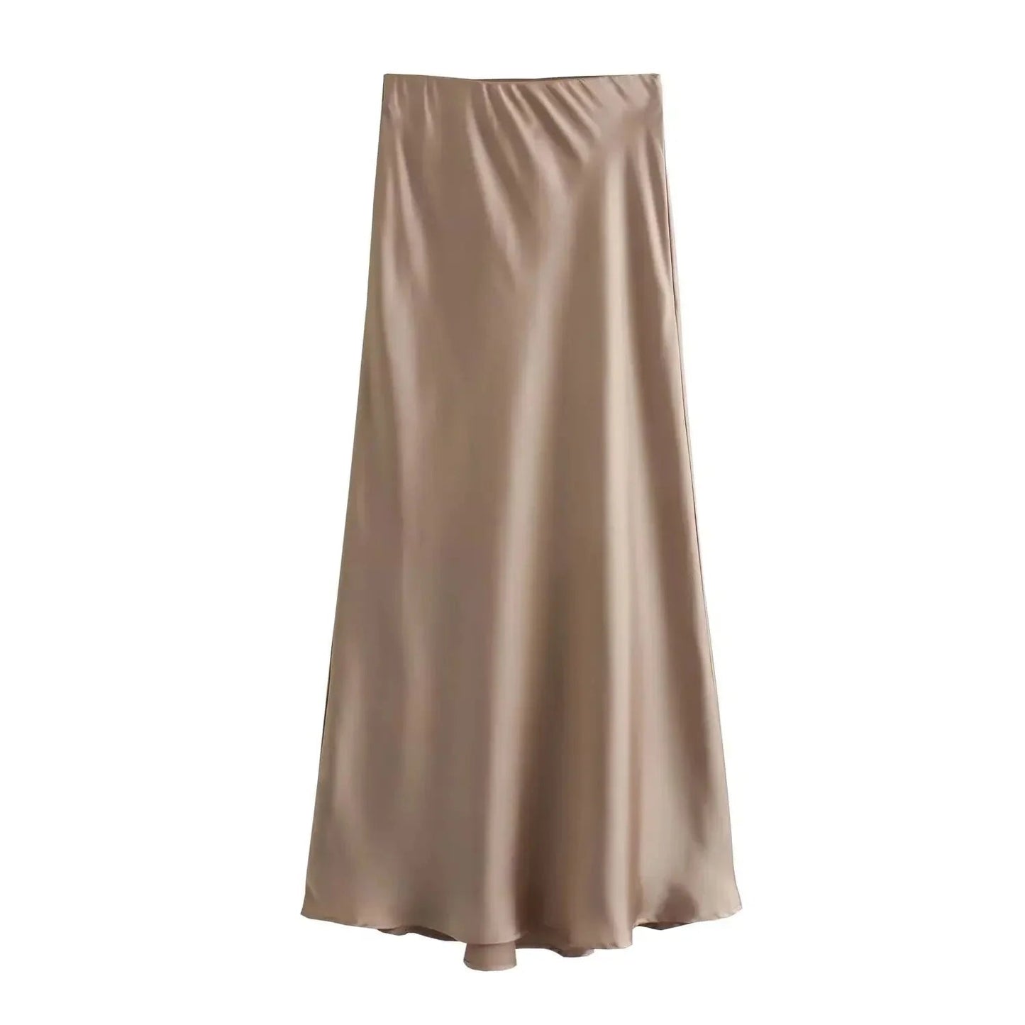 ZEYA - Hilde High Waist Black Satin Midi Skirt