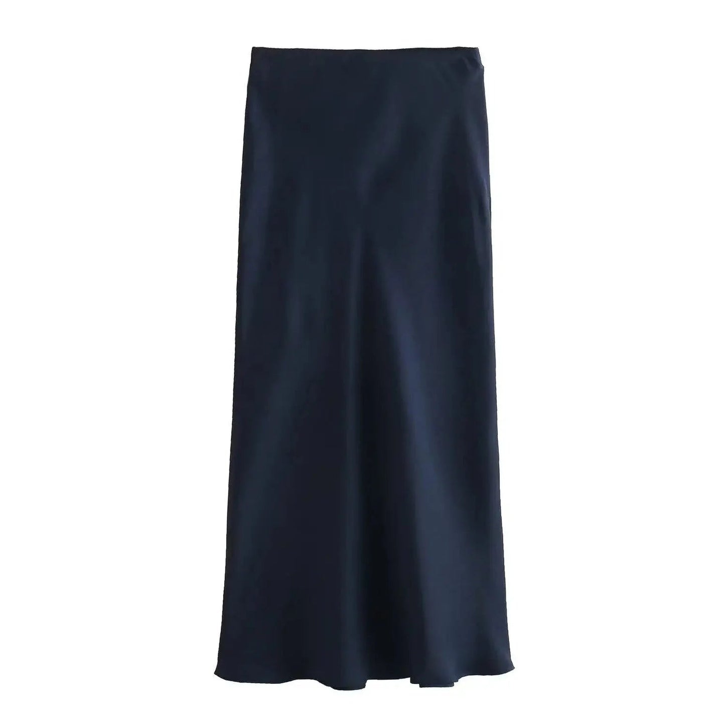 ZEYA - Hilde High Waist Black Satin Midi Skirt