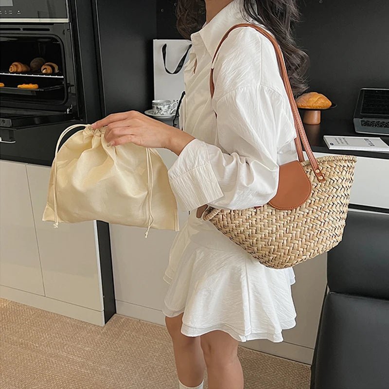 ZEYA - Ingela Woven Rattan Shoulder Bag