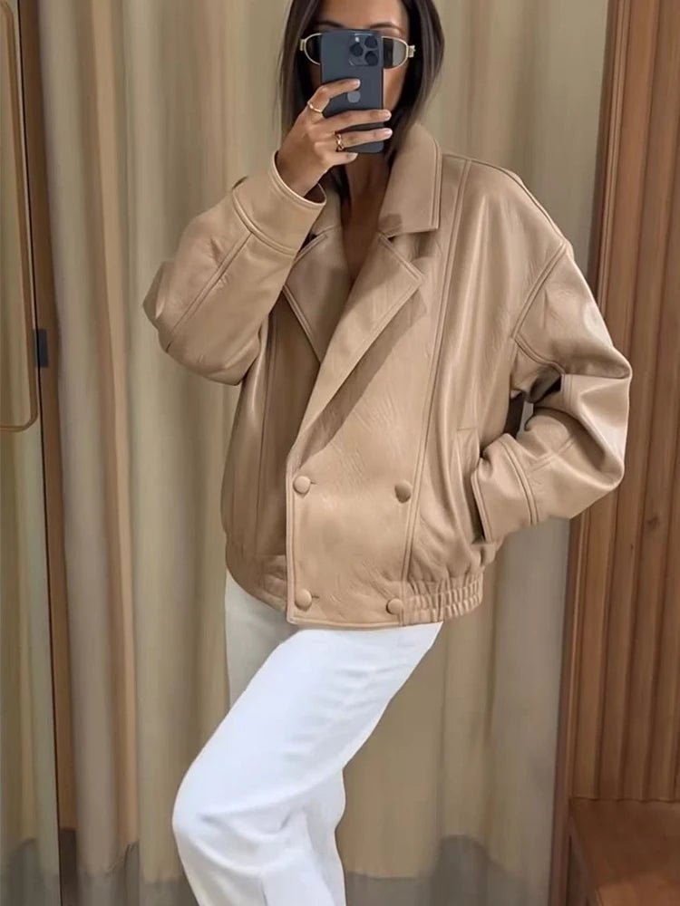 ZEYA - Isabel Double Breasted Faux Leather Coat