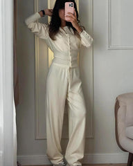 Jade Set Cardigan e Pantaloni Lavorati a Maglia