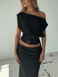 Janice Top in Pizzo con Spalla Inclinata
