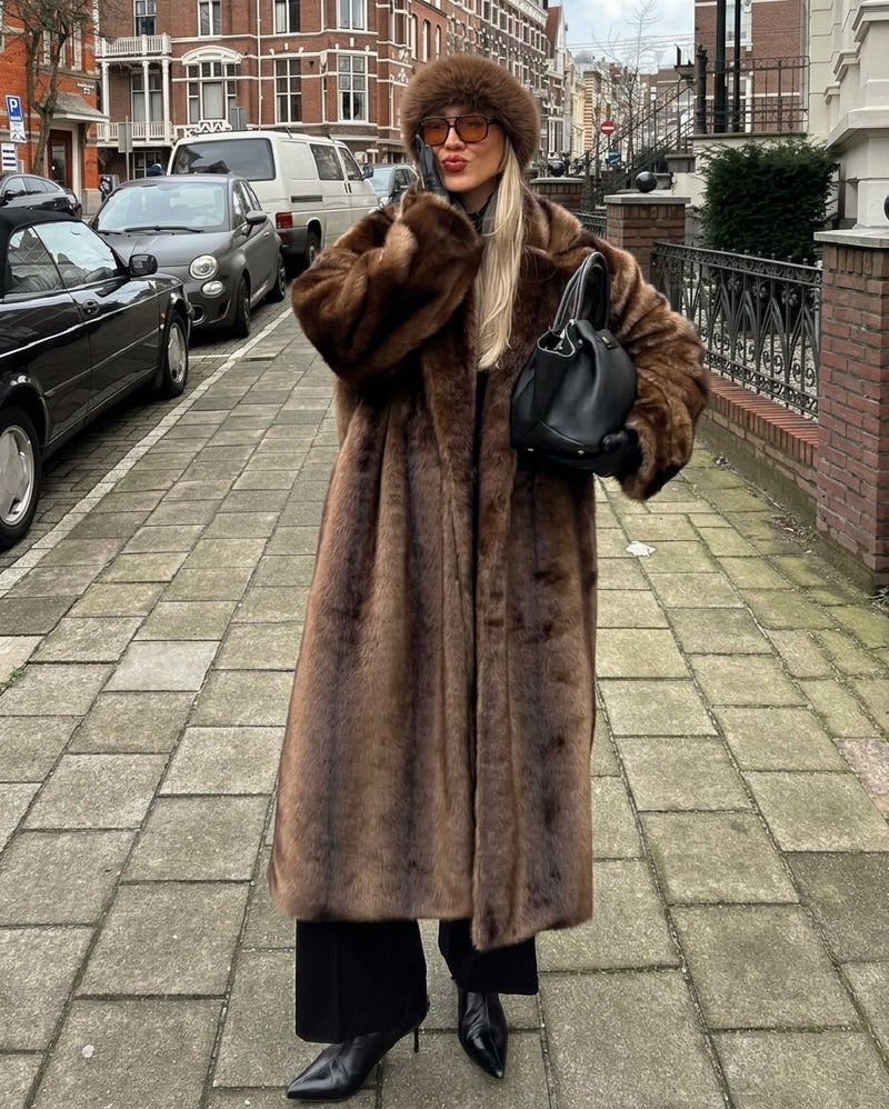 ZEYA - Jasmine Faux Fur Long Overcoat