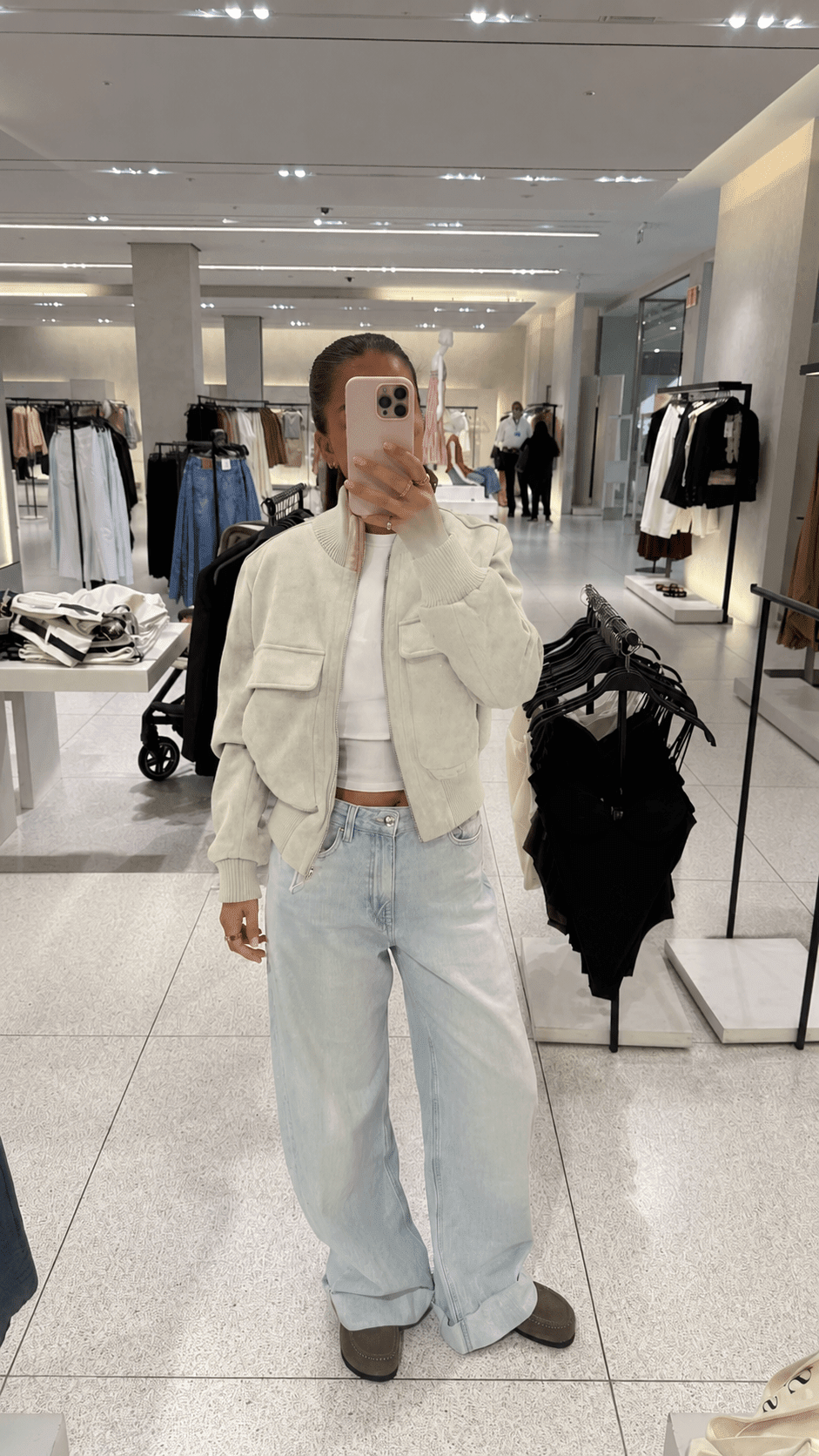 ZEYA - Jean Faux Suede Bomber Jacket