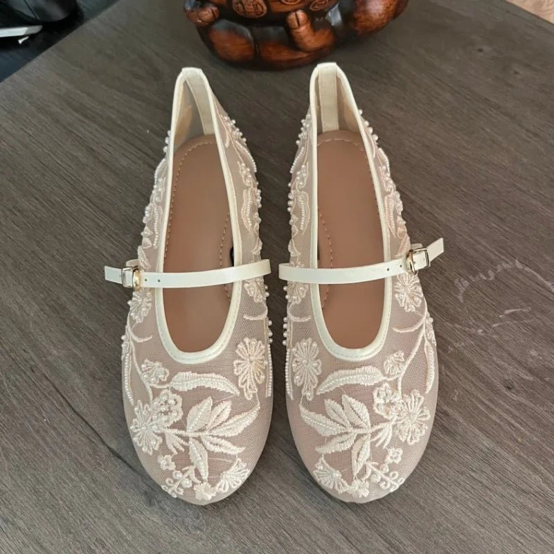 ZEYA - Jenny Beaded Mesh Ballet Flats