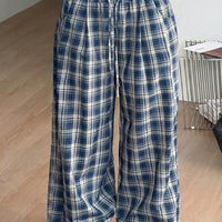 Pantaloni Jessica a quadri a gamba larga con coulisse