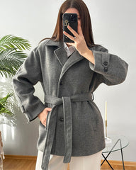 Cappotto Juliette in finta lana con cintura