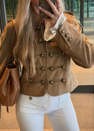 Kelly. Giacca Slim Napoleon in Finta Pelle Scamosciata
