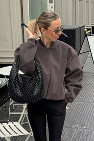 Bomber in camoscio sintetico Kelly