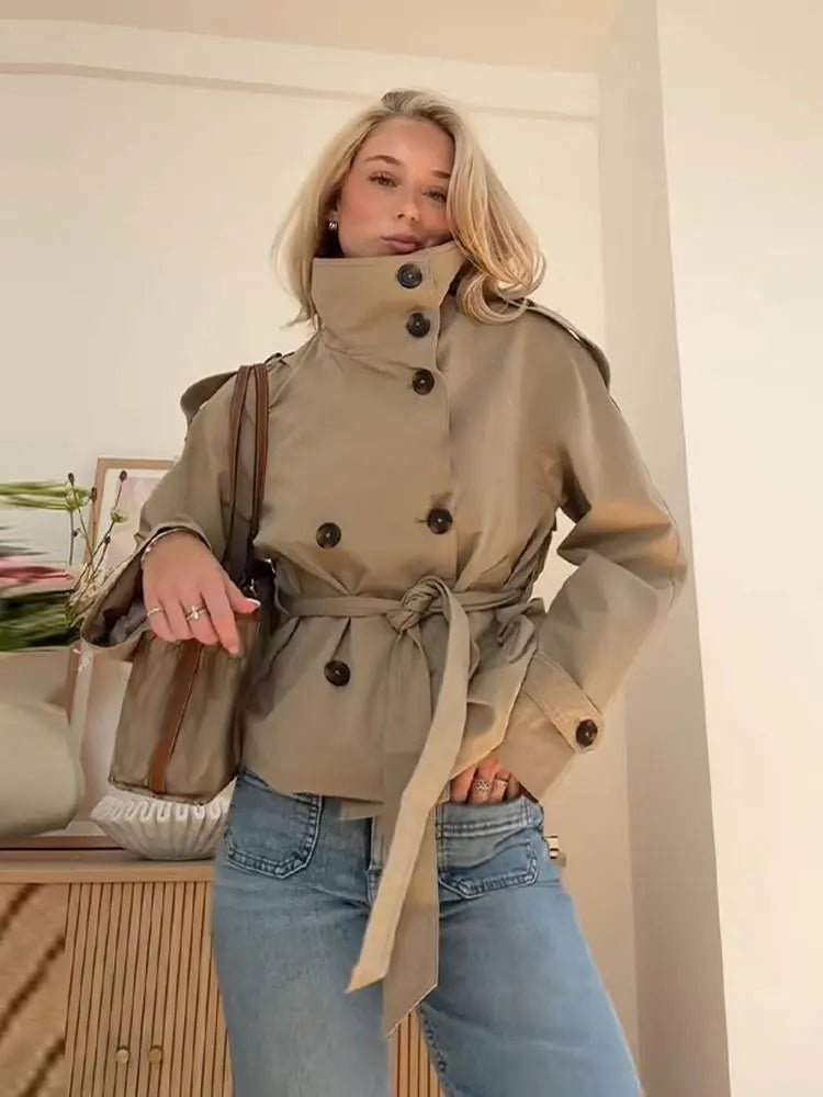 ZEYA - Kiarra Stand Collar Crop Trenchcoat