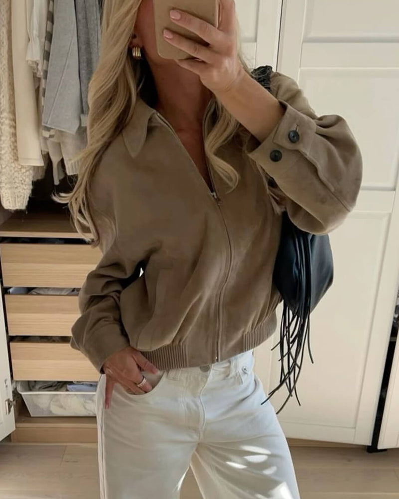 ZEYA - Krista Suede Bomber Jacket